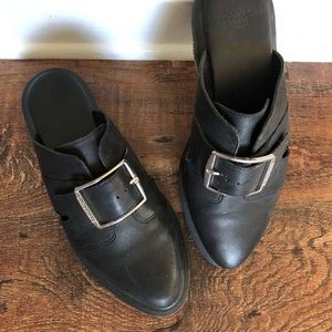 Black Buckle Mule